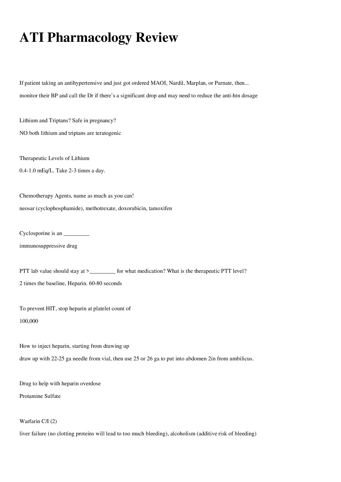 Preview image of ATI Pharmacology Review (Latest Update) document